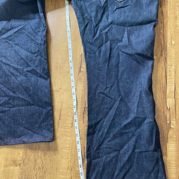 Men's Robins Jeans Dark Wash Denim Jeans Flap Pockets Size 42 Red Stitching - Picture 9 of 12